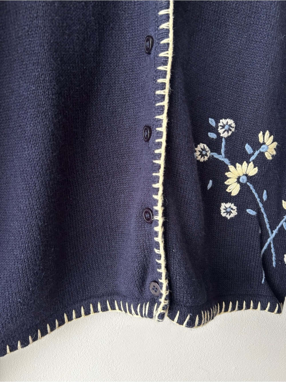 Vintage Cottagecore Grannycore Hand Embroidered Floral Cardigan Sweater Medium - Picture 6 of 11